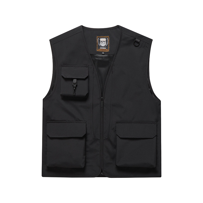 เสื้อกั๊กตาข่ายหลายกระเป๋าสำหรับปีนเขากลางแจ้ง เสื้อกั๊กถ่ายภาพ เสื้อกั๊กสัมภาษณ์ พิมพ์โลโก้ N6811001 สีภาพ S-6XL