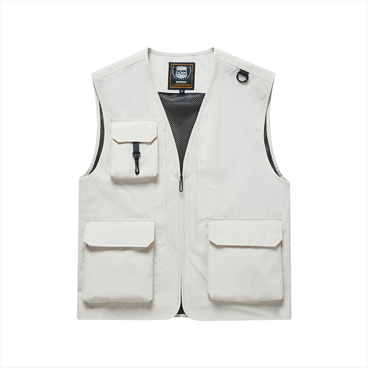 เสื้อกั๊กตาข่ายหลายกระเป๋าสำหรับปีนเขากลางแจ้ง เสื้อกั๊กถ่ายภาพ เสื้อกั๊กสัมภาษณ์ พิมพ์โลโก้ N6811001 สีภาพ S-6XL