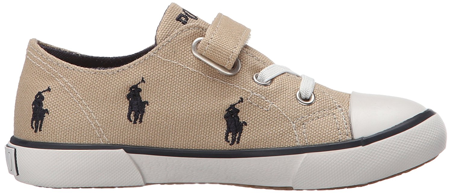 รองเท้าผ้าใบสำหรับเด็ก Polo Ralph Lauren Kids Kody Khaki / Navy Canvas Sneaker for Toddler (17CM)