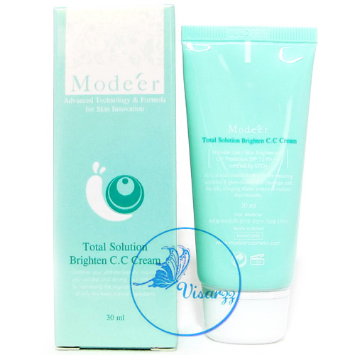 Modeer Total Solution Brighten C.C. Cream 30 mL ซีซีครีมหอยทาก เนื้อเบสเขียว ช่วยปรับสีผิวให้สว่าง กระจ่างใส