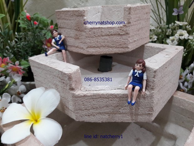 น้ำผุดน้ำล้นน้ำริน3ชั้นอ่างเหลี่ยมเข้ามุม สีทราย