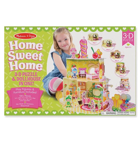 บ้านตุ๊กตาตัวต่อสุดน่ารัก Melissa & Doug 3D Puzzle & Dollhouse (Home Sweet Home)