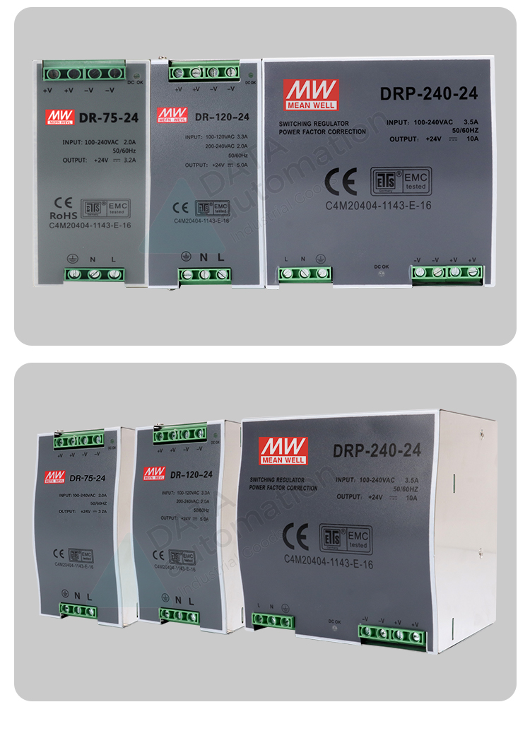 Meanwell สวิทชิ่งเพาเวอร์ซัพพลาย 24V DRT-240-24/240W/10A/20A Input 380VAC