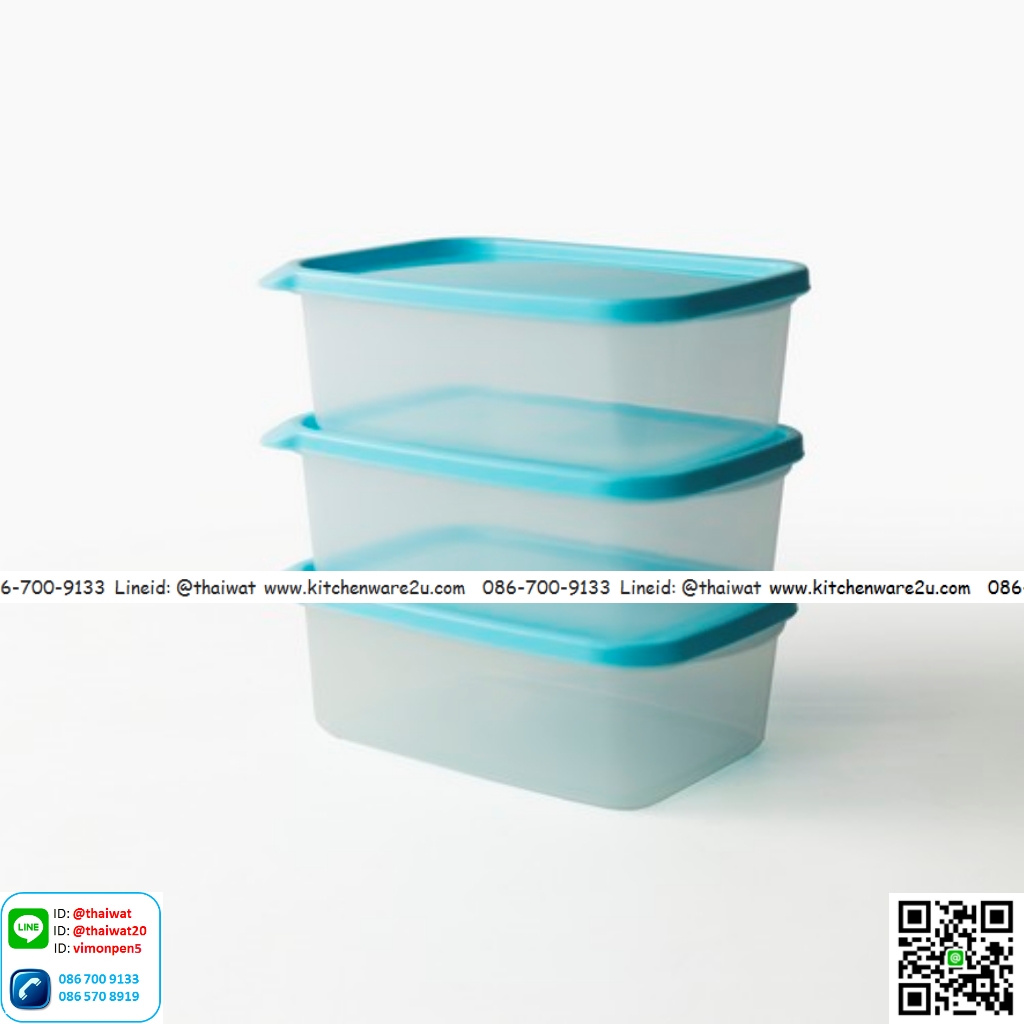 P10908 กล่องอาหาร แพ็ค 3 คละสี (13.7 x 20.5 x 7 cm.) #6073 No.6073 ราคาขายส่ง 1 โหล :12 ชุด: 55 บ/ชุด