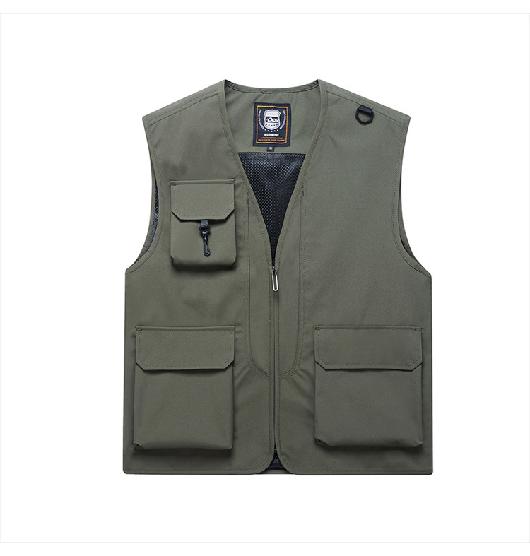 เสื้อกั๊กตาข่ายหลายกระเป๋าสำหรับปีนเขากลางแจ้ง เสื้อกั๊กถ่ายภาพ เสื้อกั๊กสัมภาษณ์ พิมพ์โลโก้ N6811001 สีภาพ S-6XL