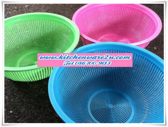 P07353 ตะแกรงกลม ตาถี่ (กว้าง 23 ยาว 23 สูง 6 ซม) สีหวาน เกรดเอ 516 (ราคาส่งต่อ 12 โหล: 144ใบ เฉลี่ย 75 บาทต่อโหล)