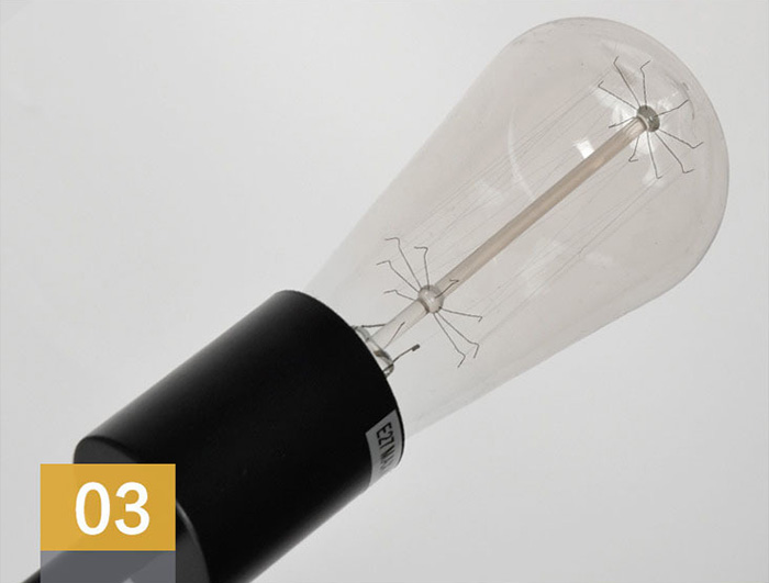 โคมไฟแขวนเพดานโคมไฟระย้าเหล็กก้านตรงสีดำสไตล์ลอฟท์ [JND-183]