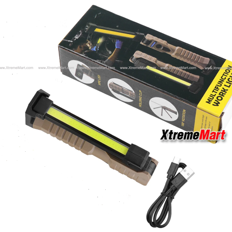 ไฟฉายโคมพับได้ COB Work Lights แสงขาว + แสงเหลือง + แสงแดง หมุนได้ 180องศา พร้อมแม่เหล็กและที่แขวน สำหรับซ่อมรถ ตั้งแคมป์
