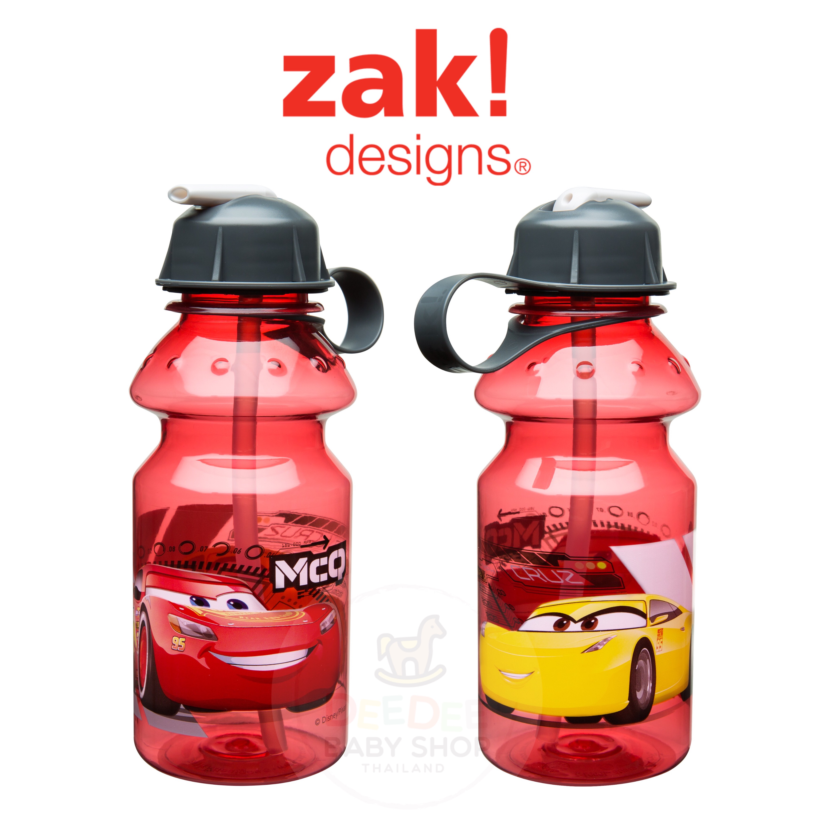 กระติกน้ำแบบหลอดดื่มสำหรับเด็ก Zak! Disney Cars 3 Lightning McQueen & Cruz Ramirez 14 Oz. Good to Go Water Bottle