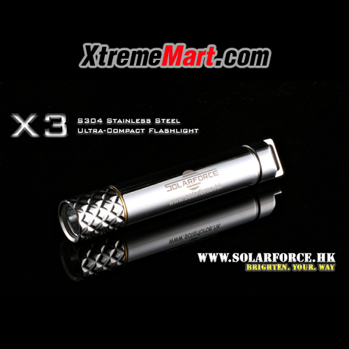 ไฟฉาย Solarforce X3 Cree XP-E R4 50 Lumens LED Stainless Steel AAA Ultra Compact Flashlight