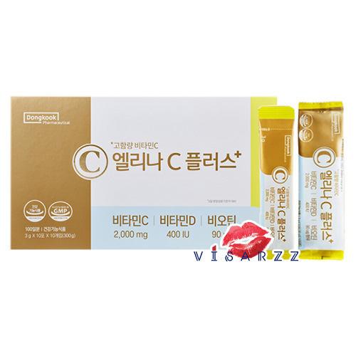 (ยกกล่อง 3gx100pcs) DongKook Pharmaceutical Elina C วิตามินซีโรเซ่ มาครบๆ ทั้งวิตซี วิตามินดี และไบโอติน บำรุงครอบคลุมทั้งผิว ผม เล็บ และสุขภาพ ทานง่าย รสเปรี้ยวๆหวานๆ