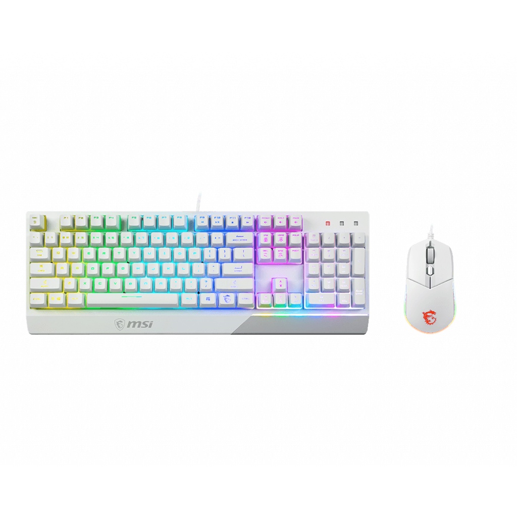 KEYBOARD & MOUSE (คีย์บอร์ดและเมาส์) White สีขาว MSI VIGOR GK30 GAMING KEYBOARD AND CLUTCH GM11 GAMING MOUSE COMBO