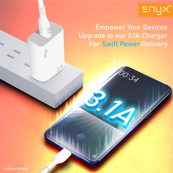 ชุดชาร์จ ENYX S-2X 3.1A รองรับการชาร์จเร็ว 18W สายชาร์จพร้อมหัวชาร์จในกล่องเดียว
