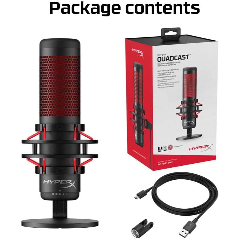 HyperX QuadCast USB Condenser Gaming Microphone Streaming Youtube (ไมโครโฟนคอนเดนเซอร์) รับประกันศูนย์2ปี ไมค์สตรีมมิ่ง