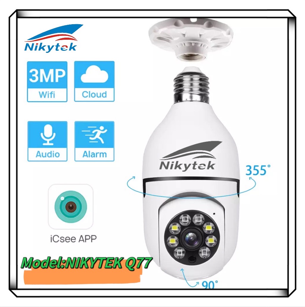 แอพ ICSEE กล้องวงจรปิด กล้องหลอดไฟ ใช้ wifi บ้าน 2.4G หมุนได้ 355องศา ไร้สาย 1080P-3MP ip camera 3MPดูผ่านมือถือ มีอินฟาเรท