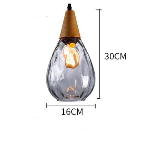 โคมไฟแขวนเพดานแก้วรูปทรงหยดน้ำตกแต่งหัวไม้ [RLW-16]
