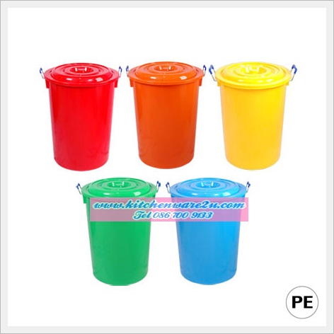 P04927 ถังน้ำ พร้อมฝา 17 แกลลอน 60 ลิตร (กว้าง 45 ยาว 45 สูง 57 ซม.) เกรดเอ คุณภาพดี สี No.309A ราคาส่งต่อ 6 ใบ (เฉลี่ย 350บต่อใบ)