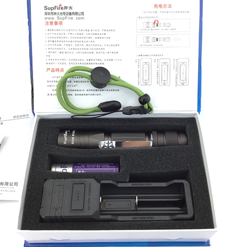 ไฟฉาย SupFire A6 high power rechargeable tactical handle led flashlight (BLACK)