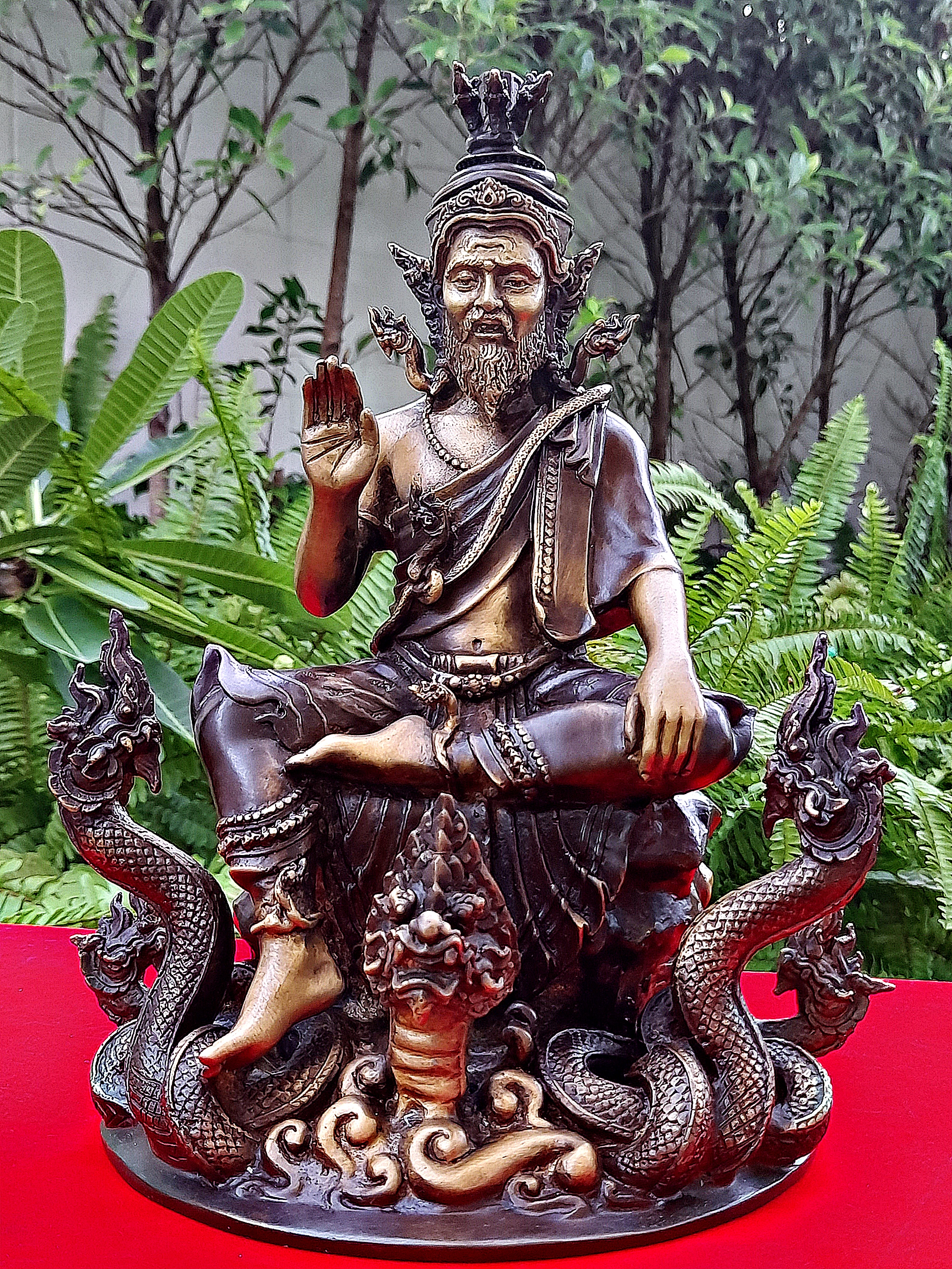 รูปหล่อ พ่อปู่ฤาษี พญานาค(ปู่ฤาษีภุชงค์ บรมครูแห่งสายพญานาคราช) (องค์ขนาดกลาง ตั้งบูชา หน้าตัก5นิ้ว ฐาน8นิ้ว สูง10นิ้ว ครึ่ง) เนื้อทองเหลือง #รับประกันแท้ #เข้าพิธีบวงสรวงแล้ว