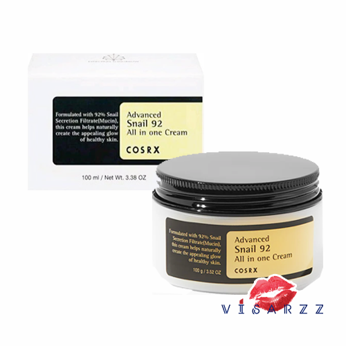 (ครีม 100mL) Cosrx Advance Snail 92 All in one Cream คอสอาร์เอ็กซ์ ครีมบำรุงผิวหน้าออลอินวัน อุดมไปด้วยสารสกัดจากเมือกหอยทากเข้มข้นถึง 92% เนื้อสัมผัสแบบเจล ซึมไว เกลี่ยง่าย ไม่เหนอะหนะผิว ไม่ทิ้งความมันบนใบหน้า ทั้งบำรุงล้ำลึกและให้ความชุ่มชื้น