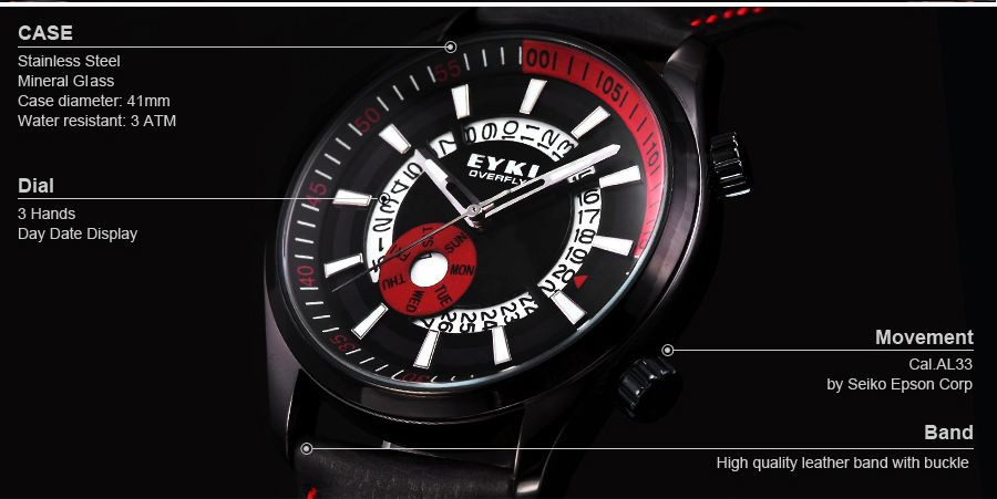 นาฬิกา Eyki สายหนังสีดำ สไตล์ Classic livestyle