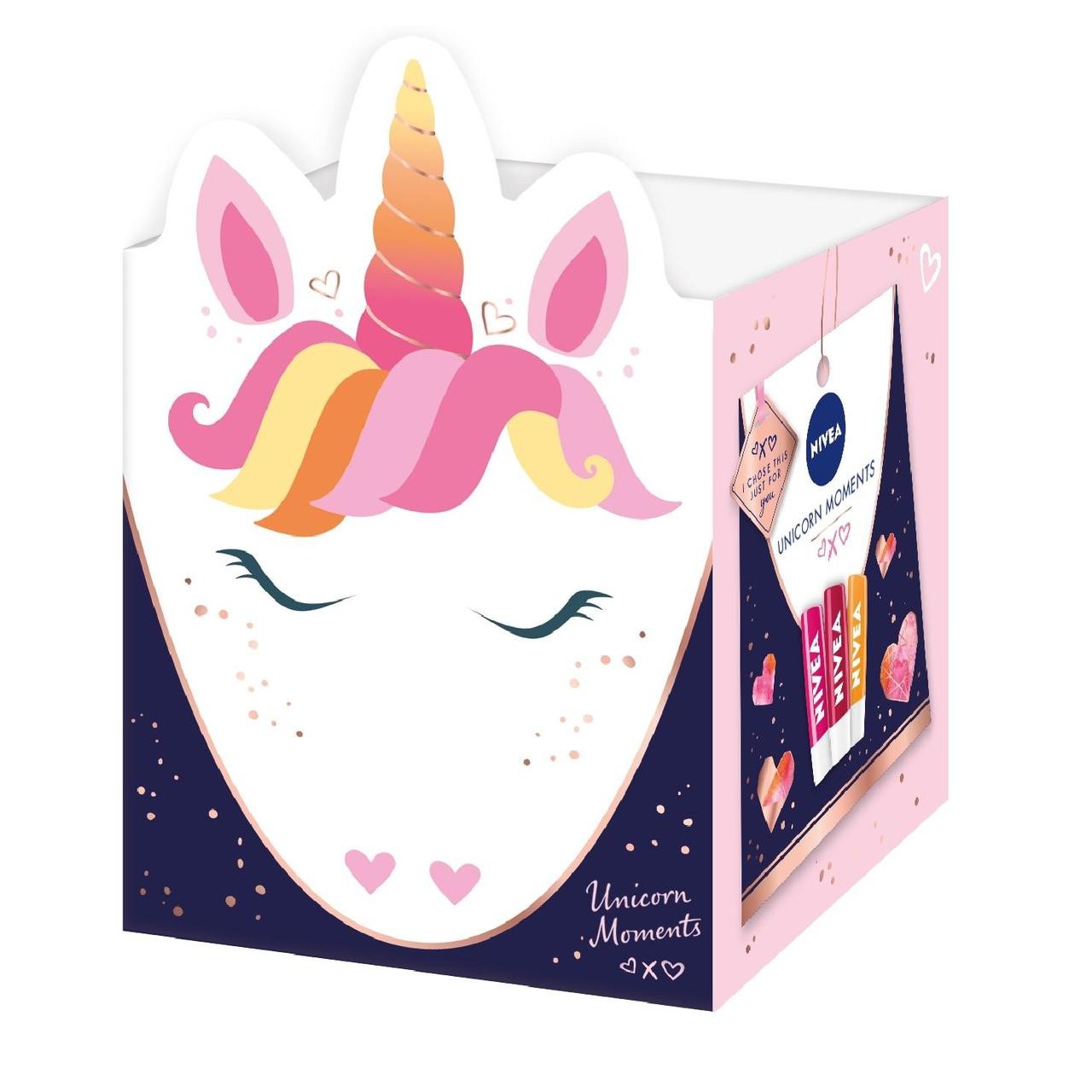 ชุดของขวัญลิปบาล์ม NIVEA Unicorn Moments Shine Caring Lip Balm Giftset