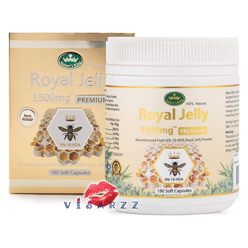 (รุ่น Premium สูตรใหม่) Nature’s King Royal Jelly Premium 1500mg 180 แคปซูล สูตรใหม่ล่าสุด 6% 10-HDA เข้มข้นกว่าเดิม