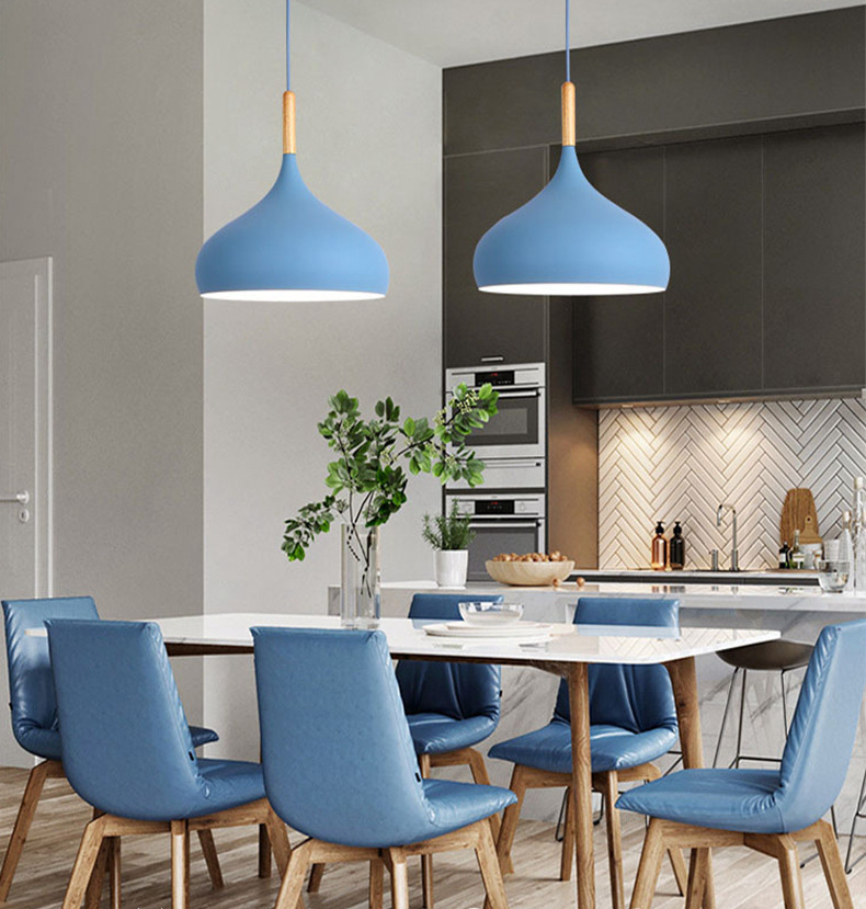 โคมไฟห้อยเพดานนอร์ดิกหัวไม้ ทรงกลมปลายแหลม