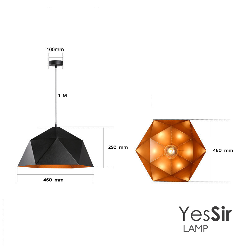 โคมไฟห้อยเพดานทรงเรขาคณิต