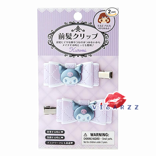 (#7294 Kuromi รุ่นโบว์) Sanrio Hair Clip กิ๊บติดผมญี่ปุ่น 1 คู่ สุดคิวท์