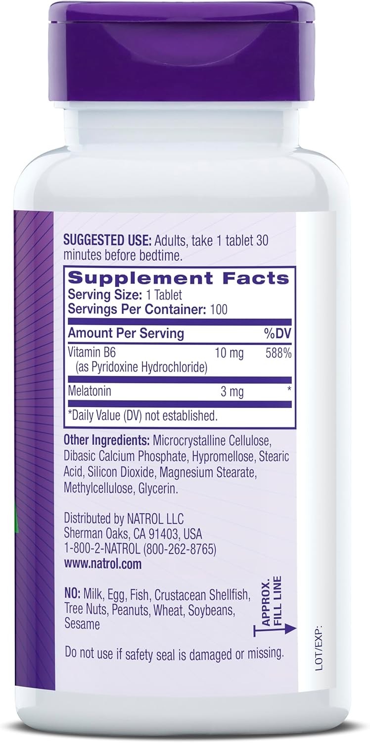 วิตามินเสริมการนอนหลับสำหรับผู้ใหญ่ NATROL Sleep Melatonin 3mg - Time Release (100 Tablets)