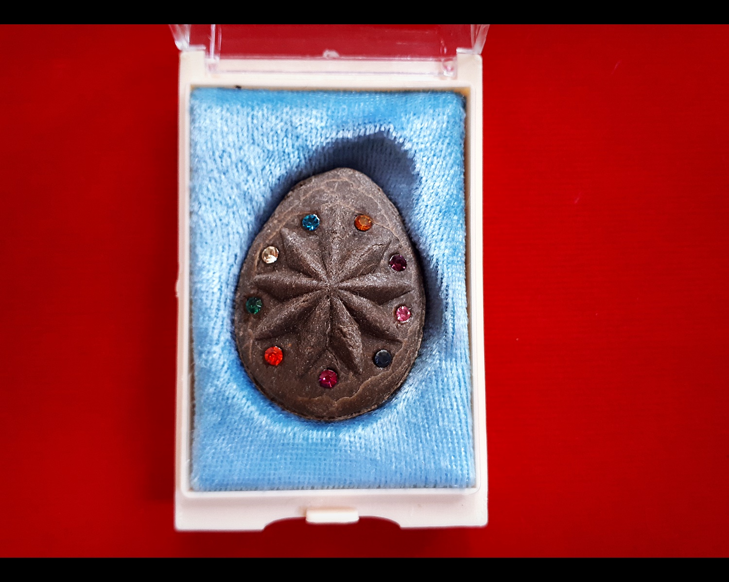 ดวงตาก้าวหน้า เนื้อผง ฝังพลอย #รับประกันแท้ - หลวงพ่อนพวรรณ วัดเสนานิมิตร อยุธยา