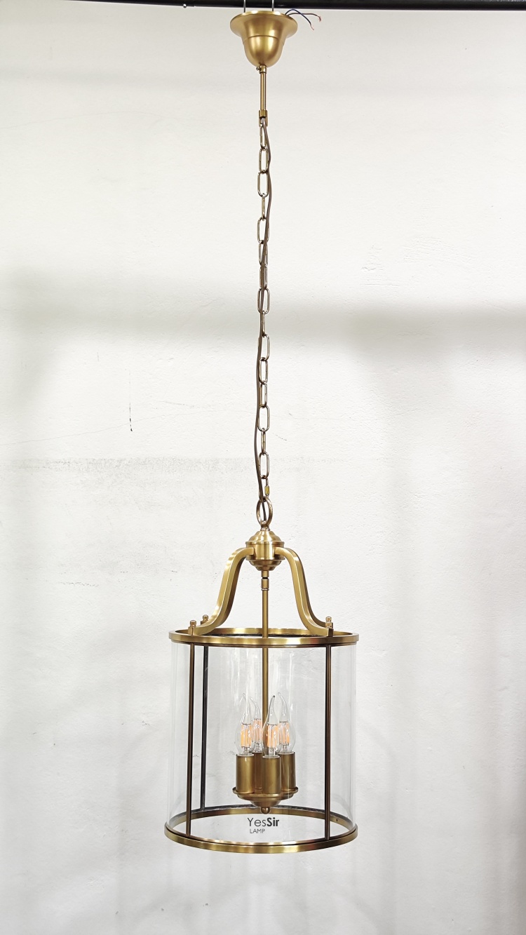 โคมไฟแขวนเพดานกระจกใสทรงกระบอกสไตล์อเมริกัน [GLS-1108]