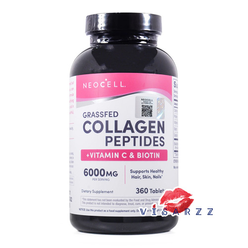 (360 เม็ด) Neocell Grassfed Collagen Peptides + Vitamin C & Biotin Collagen Type 1 & 3 360 เม็ด สูตรใหม่ คอลลาเจนชนิดดูดซึมง่าย เพิ่มความเต่งตึง พร้อม Biotin 5000 mcg และ Vitamin C 6000 mg