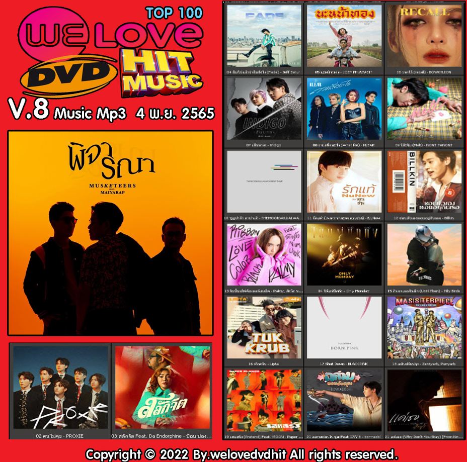Welovedvdhit music Top 100 V.8 music mp3 4 พ.ย. 2565 ( 1 CD )