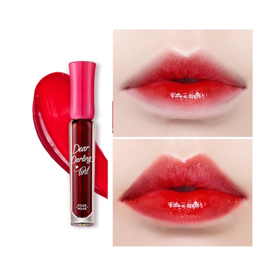 Etude House Dear Darling Tint # RD301 Real Red ทิ๊นต์เนื้อเจลรุ่นปรับปรุงใหม่ ที่ออกแบบมาให้สีสวยสดแจ่มชัด แต่ยังคงความชุ่มชิ้นให้กันริมฝีปากไม่ทำให้ริมฝีปากแห้งแตก