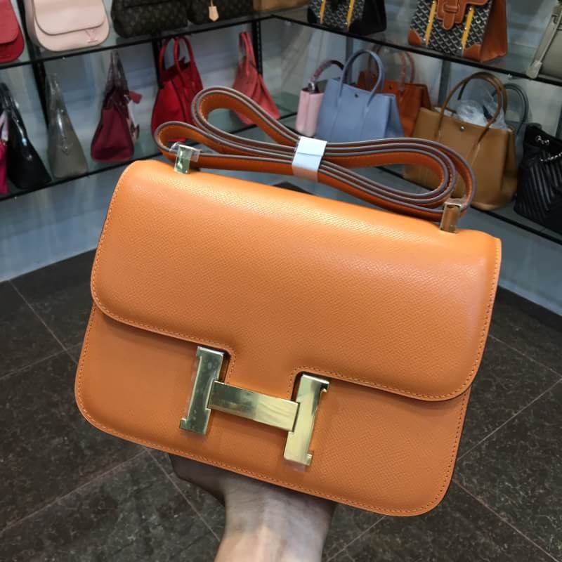 กระเป่า hm constance epsom leather สีส้ม 24 cm หนังอิมพอร์ทยุโรป