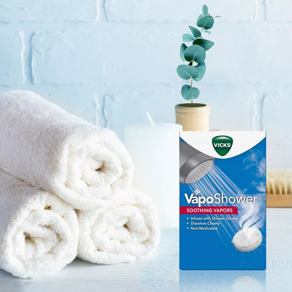 เม็ดไอระเหยคลายความตึงเครียด Vicks VapoShower Aromatherapy Soothing Vapos Tablets (5 Shower Tablets)