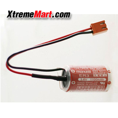 แบตเตอรี่ Maxell ER3 3.6V 1100MAH Horned PLC Lithium Battery Batteries สายขั้วสีน้ำตาล