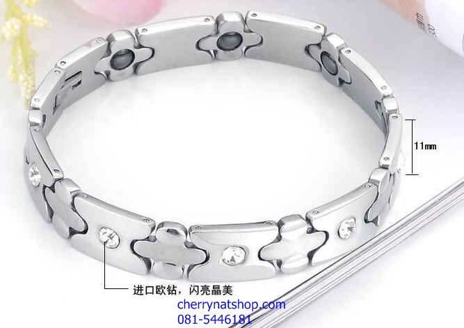 พร้อมส่งสร้อยข้อมือแม่เหล็กเพื่อสุขภาพ สร้อยข้อมือไทเทเนียมเจอรเมเนียม รุ่นWC