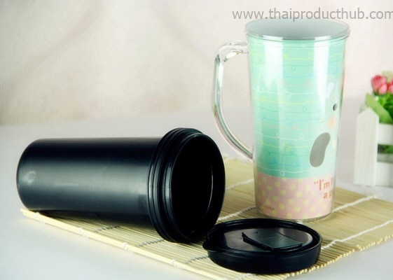 แก้วน้ำพลาสติก 2 ชั้น ใส่ภาพได้ มีหูจับ ของพรีเมี่ยม สินค้าพรีเมี่ยม