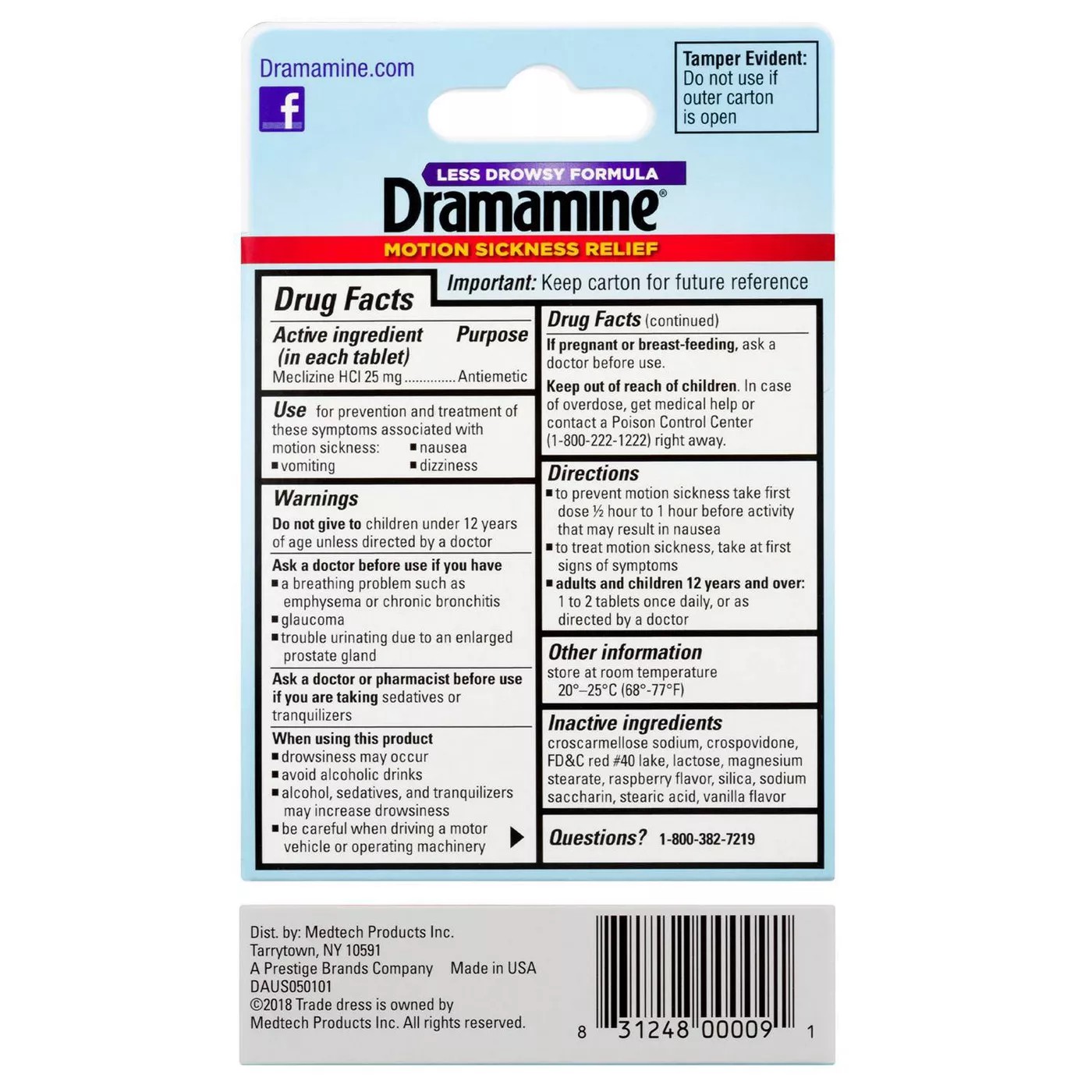 ยาบรรเทาอาการวิงเวียนจากการเดินทางชนิดเคี้ยว Dramamine Motion Sickness Relief - All Day Less Drowsy Chewable Formula