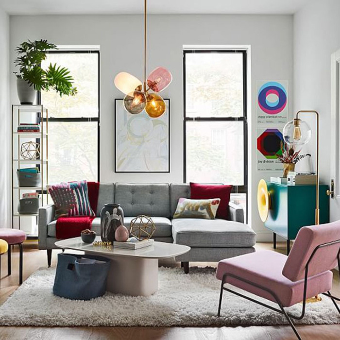 โคมไฟแขวนเพดานบอลลูนแก้ว 4 สี โครงสีทอง สไตล์โมเดิร์น [D5262]