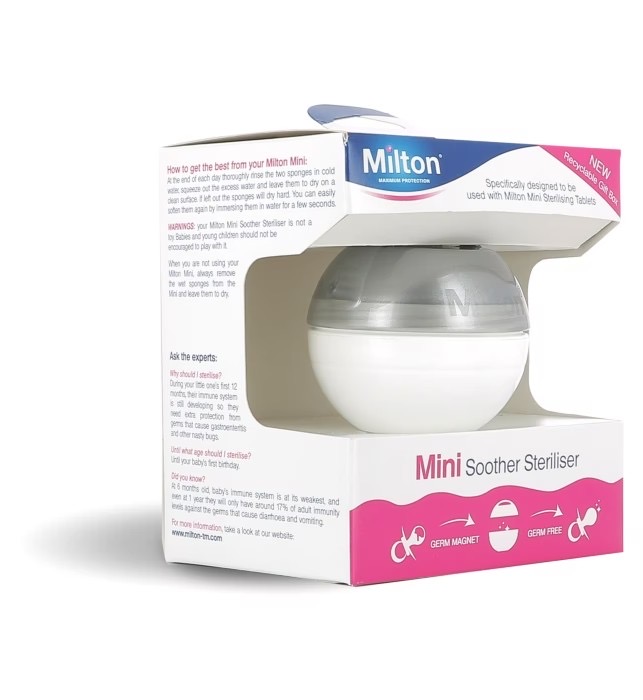 กล่องกำจัดเชื้อโรคแบบพกพาสำหรับจุกนมและจุกหลอก Milton Mini Soother Steriliser