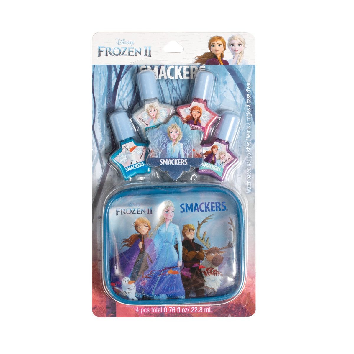 ชุดสีทาเล็บพร้อมกระเป๋าซิป SMACKERS Frozen 2 4-Piece Nail Polish Set