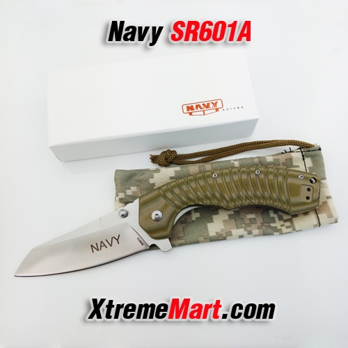 มีดพับ Navy รุ่น SR601A-GR Liner Lock Stainless Steel Folding Knife (สีเขียวอ่อน) พร้อมซองผ้าใส่มีด
