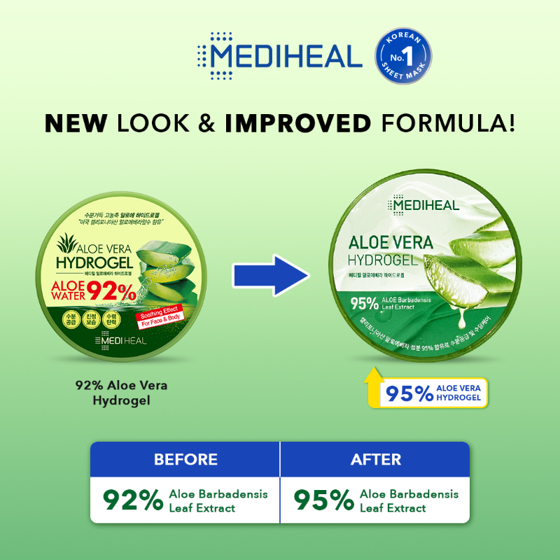 Mediheal Aloe Vera Hydrogel 300g เจลบำรุงผิว สารสกัดจากว่านหางจระเข้ 95% จากเมดิฮีล ช่วยลดอาการผิวระคายเคือง ลดรอยแดงจากแสงแดด