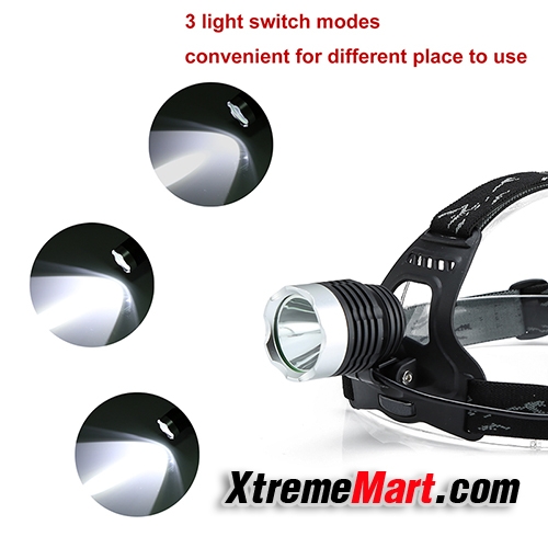 ชุดเซตไฟฉายคาดหัว High Power LED Headlamp XM-L T6 LED แสงเหลือง 4 โหมด สว่าง 1200LM ชาร์จได้ในตัว (สีดำ)