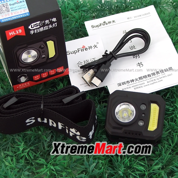 ไฟฉายคาดหัว Supfire HL19 LED XG2 + COB พร้อมระบบ Sensor มือโบกเปิด-ปิด