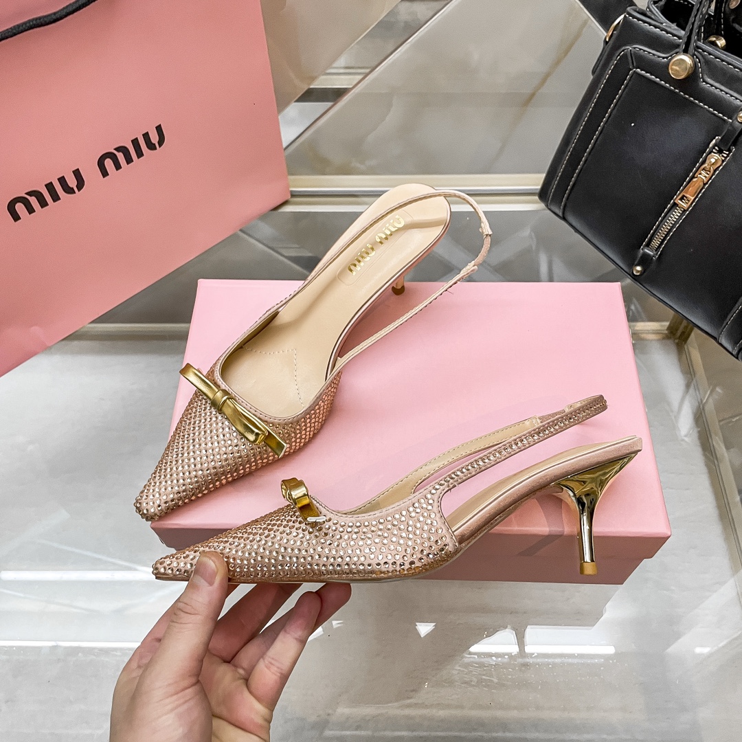 รองเท้า mm ส้นสูงประดับคริสตัลสูง 5 cm size 34-40 สีดำ ขาว แชมเปญ